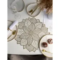 Салфетка сервировочная на стол Доляна &laquo;Цветок&raquo;, d=38 см, золотая