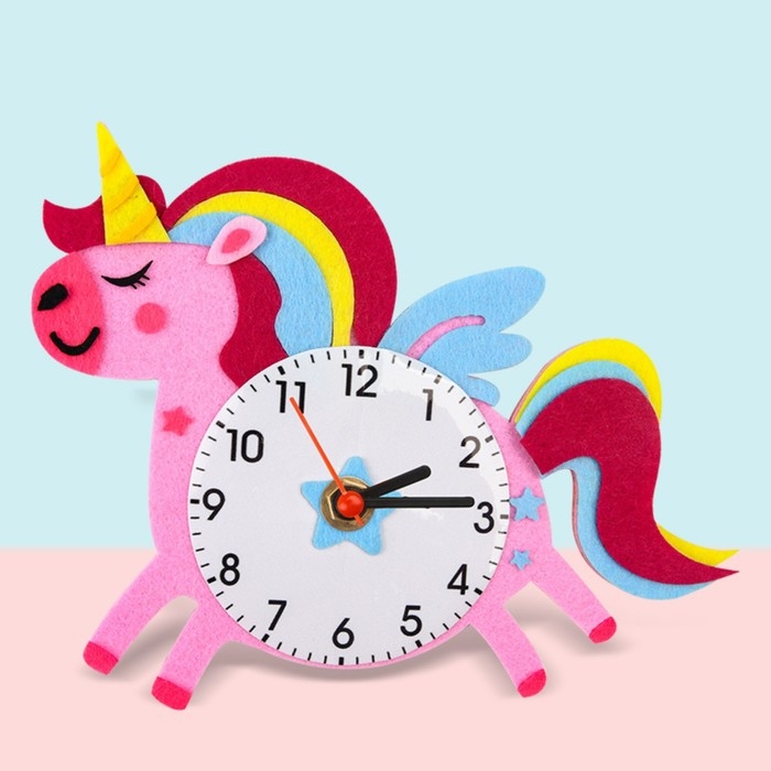 Часы настольные DIY Часы настольные DIY "Единорог из фетра" детские, набор для творчества, 23 х 21 см, АА