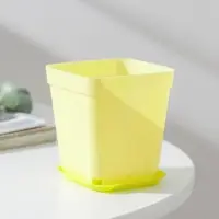 Горшок для цветов с поддоном, 7×7×7.5 см, 250 мл, пластиковый, МИКС