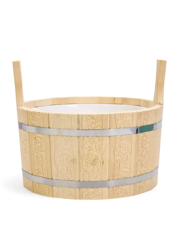 Шайка для бани и сауны &laquo;Русский узор&raquo;, 8 л, деревянная, пластиковая вставка, &laquo;Добропаровъ&raquo;