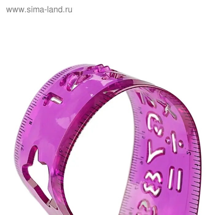 Линейка силиконовая Calligrata, 20 см, с трафаретом, гибкая, МИКС