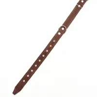 Ошейник комбинированный, безразмерный, 65&times;3.5 см, ОШ 31-61 см, кожа, брезент, коричневый