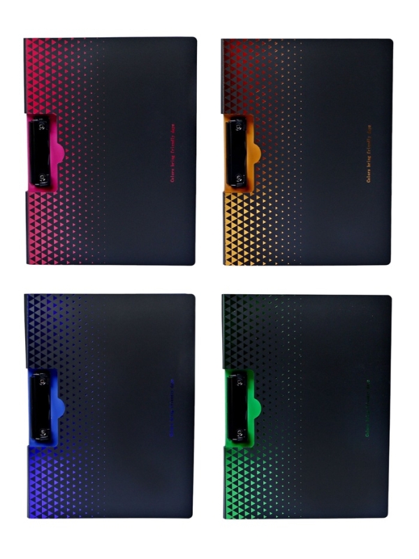 Папка с прижимом формат А4 пластик1400мкр,Черная с металлизированой отделкой МИКС Папка с прижимом формат А4 пластик1400мкр,Черная с металлизированой отделкой МИКС