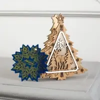 Ёлочная игрушка &laquo;Ёлочка с оленем&raquo;, 11&times;11&times;2 см, от батареек, свечение тёплое белое