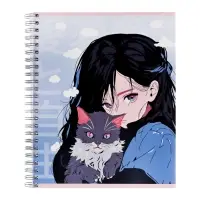 Набор тетрадей Calligrata &laquo;Аниме. Девочка с котом&raquo;, 3 штуки, 96 листов, на гребне, обложка из мелованного картона