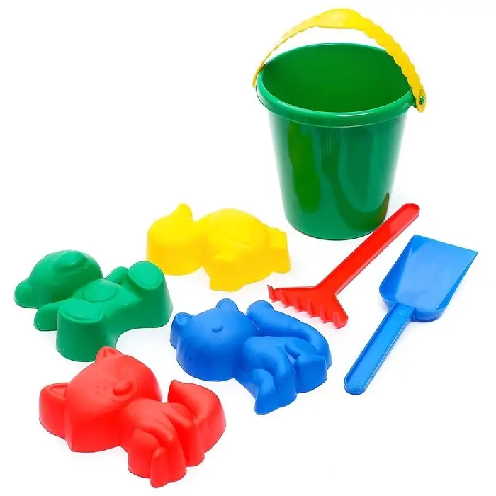 Набор игрушек для песочницы: ведёрко, 4 формочки для песка, грабли, лопатка, МИКС