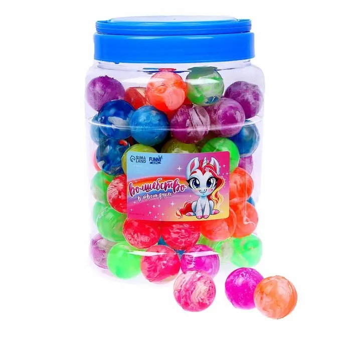 Мяч каучуковый, попрыгунчик «Волшебство в твоих руках», в банке, 80 шт,цвета МИКС Мяч каучуковый, попрыгунчик «Волшебство в твоих руках», в банке, 80 шт,цвета МИКС