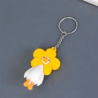 Брелок для ключей на кольце &laquo;Утёнок в карнавальной шапке&raquo;, резина, 2.4&times;1.5&times;6.4 см, МИКС