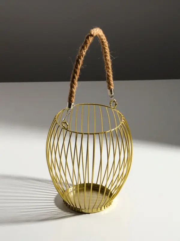 Подсвечник металл на 1 свечу &laquo;Корзина&raquo;, d=10 см, бронза, 15&times;15&times;17 см
