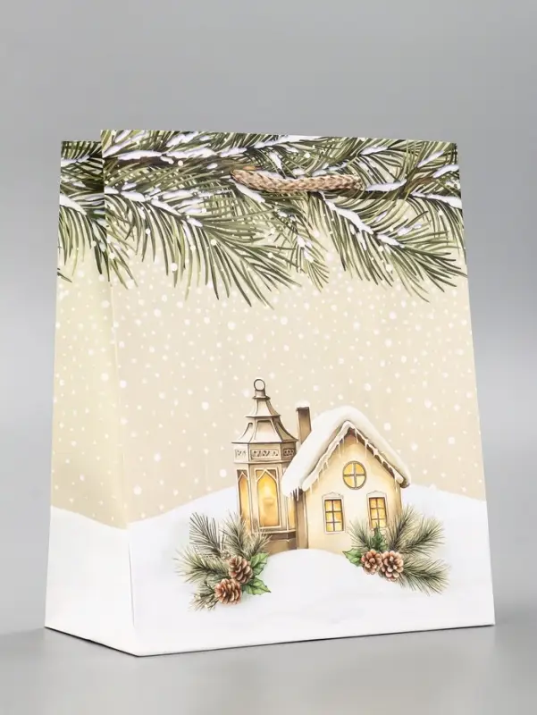 Пакет подарочный новогодний ламинированный, «Новогодний дом» , 18×10×22.3 см Пакет подарочный новогодний ламинированный, «Новогодний дом» , 18×10×22.3 см