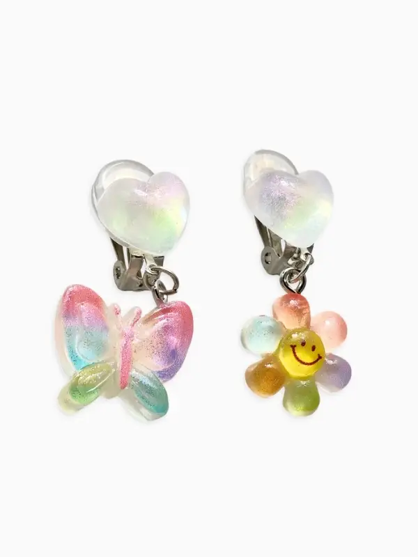 Серьги клипсы детские &laquo;Выбражулька. Бабочка и Цветочек&raquo;, разноцветные