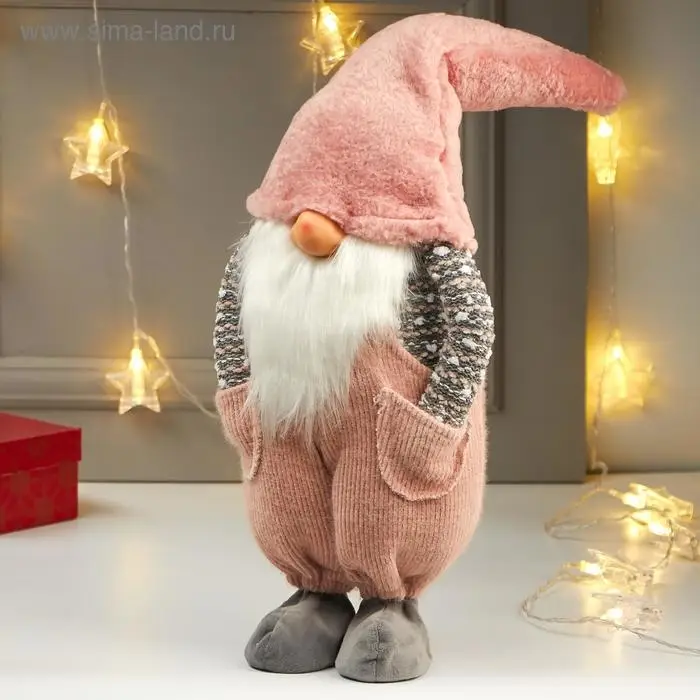 Кукла интерьерная Кукла интерьерная "Дедушка в розовом колпаке и комбинезоне" 57х16х22 см