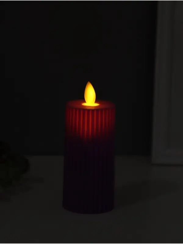 Светодиодная свеча, ночник LED RISALUX &laquo;Уют&raquo;, 3&times;AG13, сиреневый, 5&times;5&times;11 см