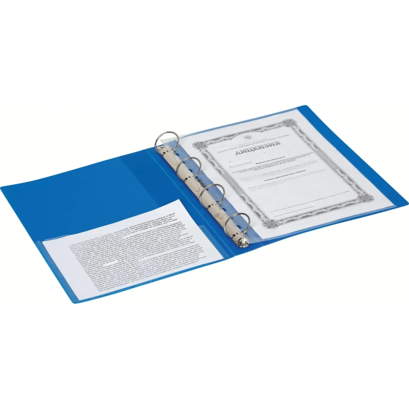 Папка на 4-х кольцах пласт. 35/42мм А4 ATTACHE F504/07 синяя Ро