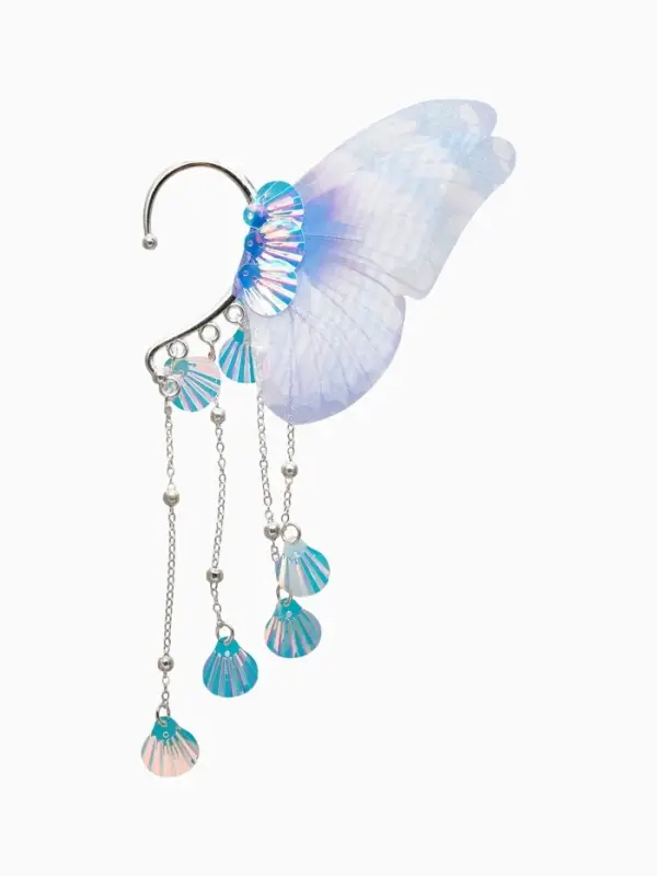 Серьги каффы детские Выбражулька &laquo;Крылья&raquo;, фиолетово-голубая