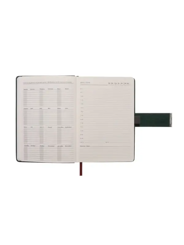 Ежедневник недатированный формат А5, с хлястиком, 112л, линия, пвх, Зеленый Ежедневник недатированный формат А5, с хлястиком, 112л, линия, пвх, Зеленый