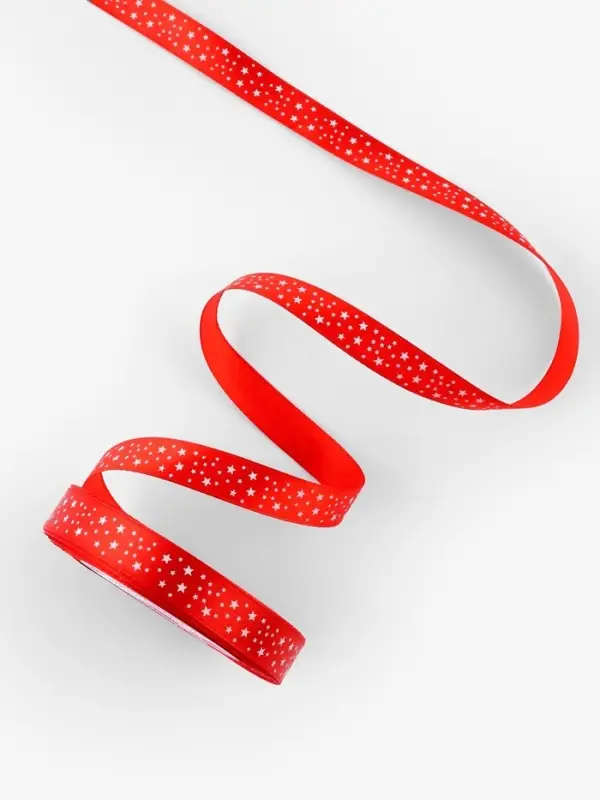 Лента атласная &laquo;Звёзды&raquo;, 15 мм, 23&plusmn;1 м, красная №026