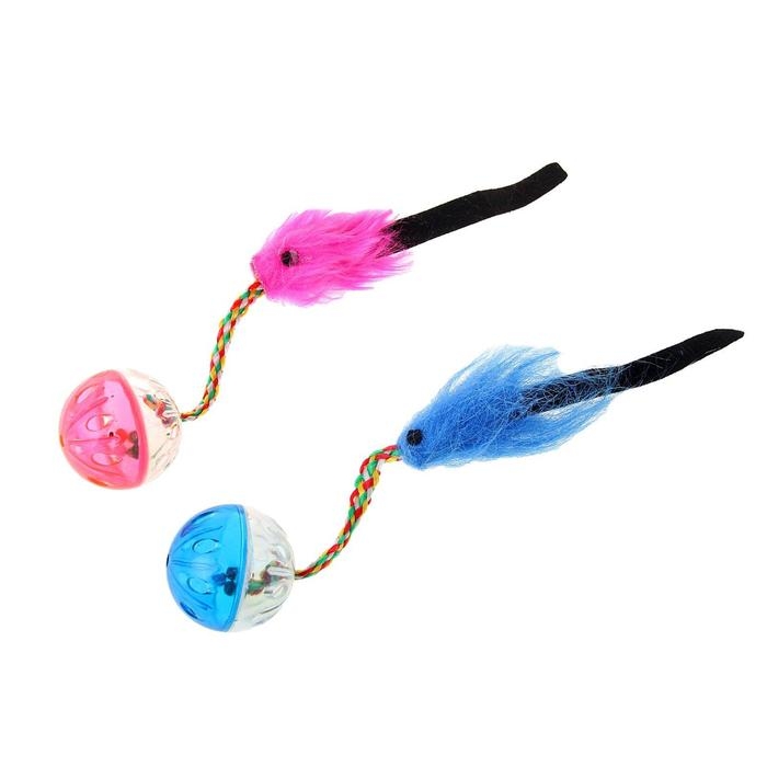 Шар-погремушка с хвостиком, микс цветов Шар-погремушка с хвостиком, микс цветов