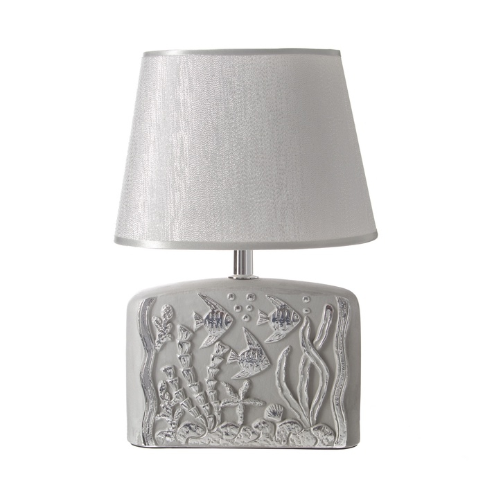 Настольная лампа с абажуром RISALUX «Океан», Е14, 40 Вт, серебро, 20×15×30 см Настольная лампа с абажуром RISALUX «Океан», Е14, 40 Вт, серебро, 20×15×30 см