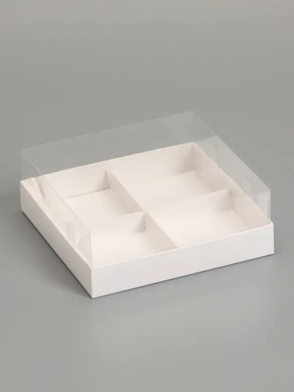 Коробка для муссовых пирожных, 4 штуки, 17&times;17&times;6 Белый