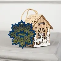 Ёлочная игрушка &laquo;Домик с оленями&raquo;, 8&times;7&times;5.5 см, от батареек, свечение тёплое белое