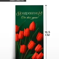 Конверт для денег &laquo;Поздравляем&raquo;, цветы, 16.5&times;8 см
