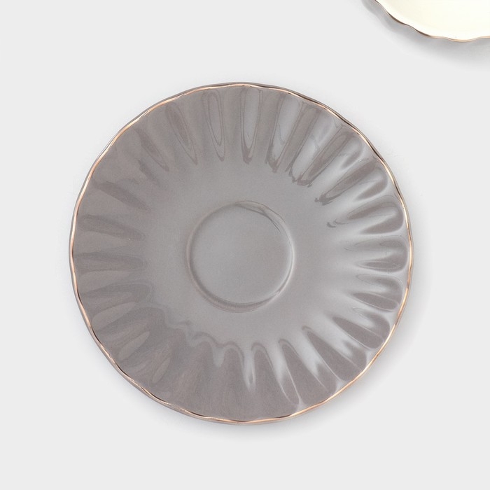 Сервиз фарфоровый чайный Доляна «Вивьен», 12 предметов: 6 чашек 200 мл, 6 блюдец d=15 см, цвет серый Сервиз фарфоровый чайный Доляна «Вивьен», 12 предметов: 6 чашек 200 мл, 6 блюдец d=15 см, цвет серый