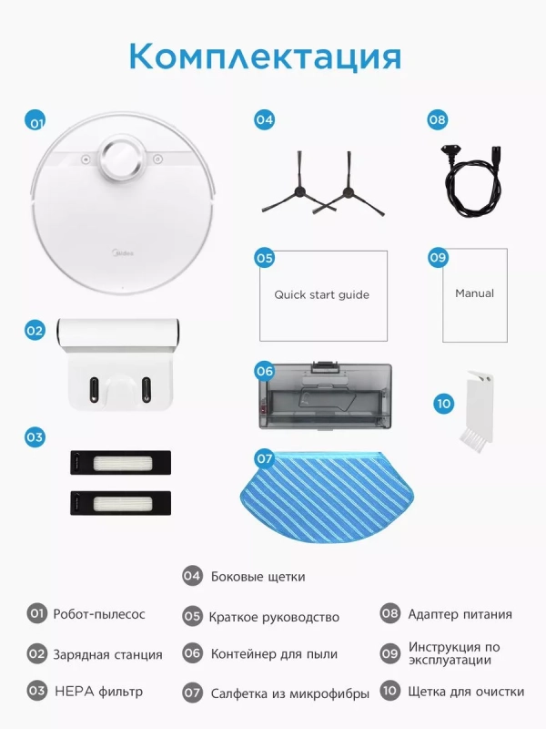 Робот-пылесос с сухой и влажной уборкой VCR M7, Wi-Fi, Lidar