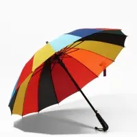 Зонт - трость полуавтоматический &laquo;Радуга&raquo;, эпонж, 16 спиц, R=48/55 см, D=96 см, разноцветный