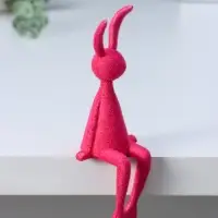 Сувенир пластик на полку "Зайчик" ярко-розовый 5х5,5х15 см