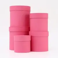 Набор шляпных коробок 5 в 1, розовый, 20&times;20 - 13&times;13 см
