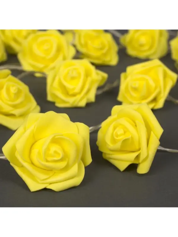 Гирлянда &laquo;Нить&raquo; 5 м с насадками &laquo;Розы жёлтые&raquo;, IP20, прозрачная нить, 20 LED, свечение тёплое белое, 220 В