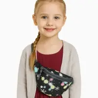 Сумка поясная &laquo;Космос&raquo;, детская, на молнии, чёрная