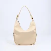 Сумка - мешок женская на молнии, 26&times;10&times;26 см, бежевая