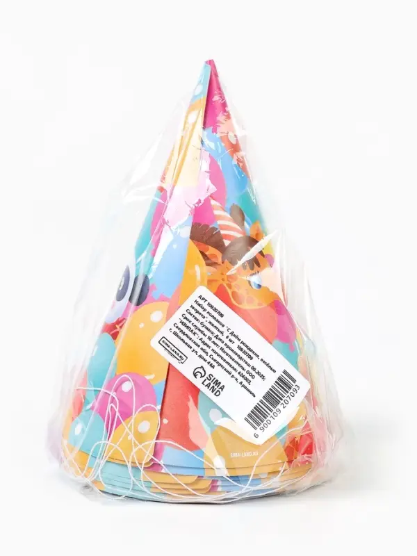 Набор колпаков праздничных «С Днём рождения, весёлые зверята», 6 шт Набор колпаков праздничных «С Днём рождения, весёлые зверята», 6 шт