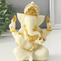 Фигурка песчаник &laquo;Ганеша - мудрость и благополучие&raquo;, белый с золотом, 8&times;13&times;18.5 см