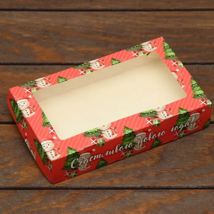 Коробка складная «Снеговичок», розовая, 20×12×4 см