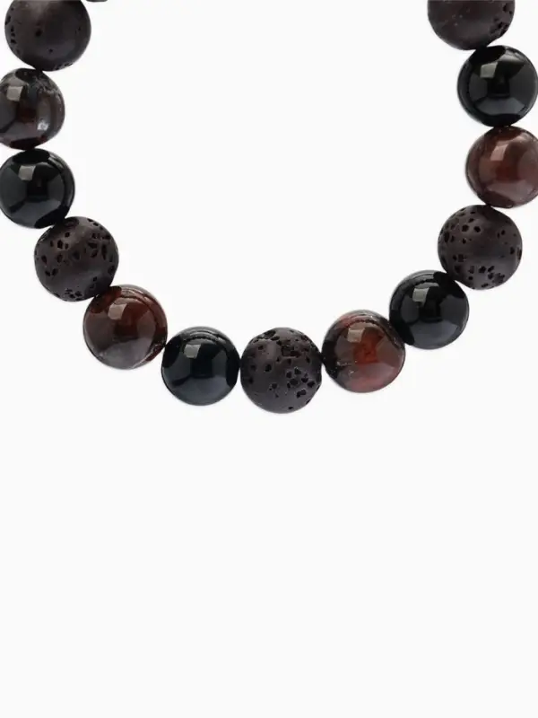 Браслет из бусин &laquo;Лава, Гематит, Тигровый глаз&raquo;, d=5.5 см, шар №10, чёрный
