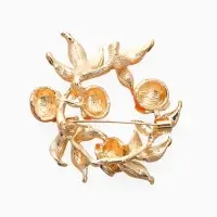 Брошь "Ветка апельсинов", цвет оранжево-зелёный в золоте Брошь "Ветка апельсинов", цвет оранжево-зелёный в золоте