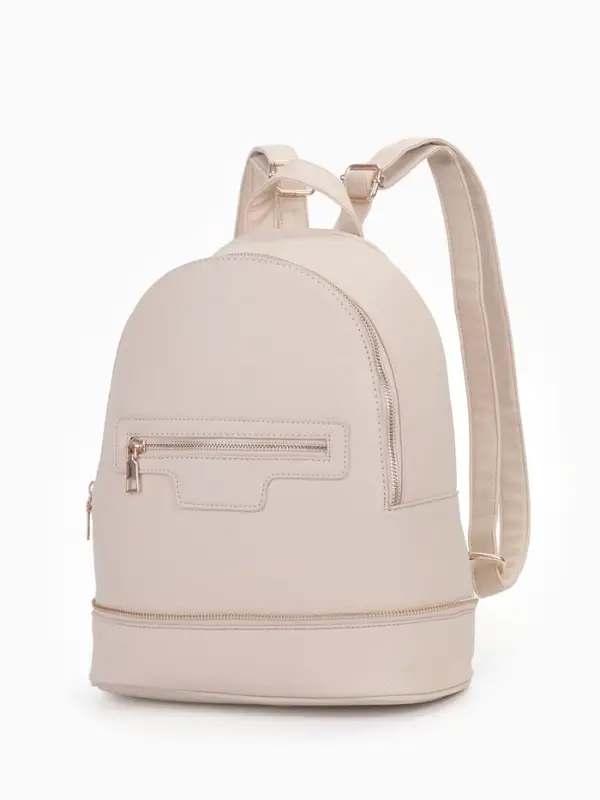 Рюкзак женский на молнии, с карманом, размер 27&times;13.5&times;33 см, молочный