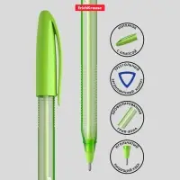 Ручка шариковая ErichKrause U-108 Spring Stick, игольчатый узел 0.7 мм, чернила синие, супермягкое письмо, МИКС