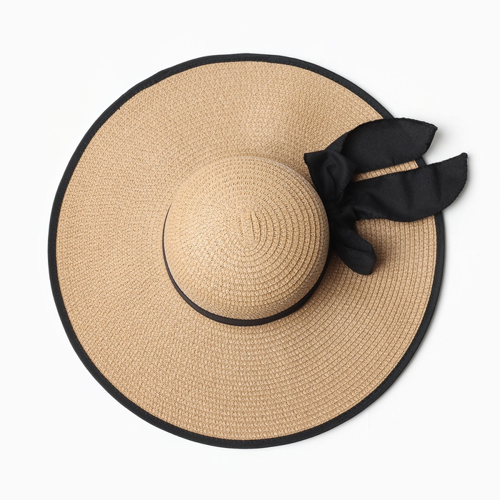 Шляпа женская MINAKU, цвет светло-коричневый, р-р 58 Шляпа женская MINAKU, цвет светло-коричневый, р-р 58