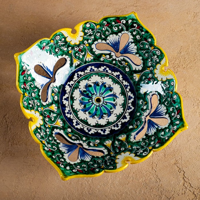 Фруктовница Риштанская Керамика  Фруктовница Риштанская Керамика "Узоры", 25 см,