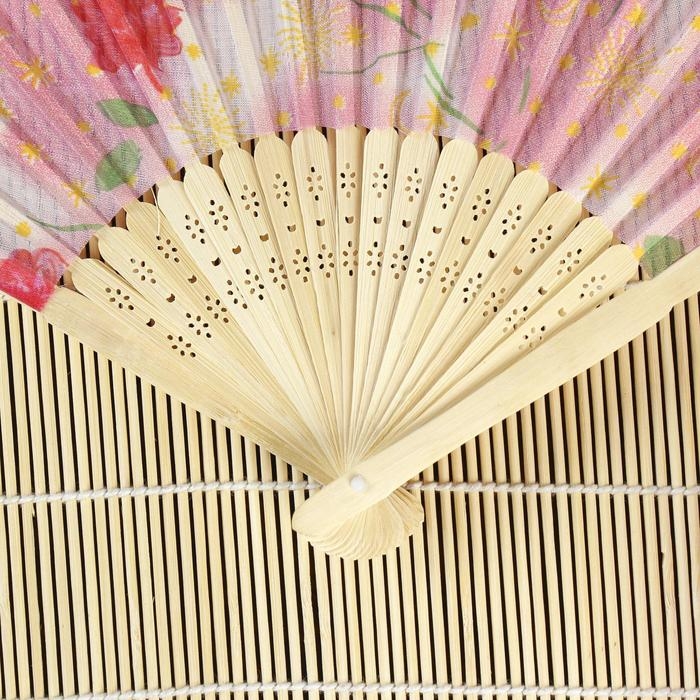 Веер h= 21 см  Веер h= 21 см "Цветы", цвет и рисунок МИКС