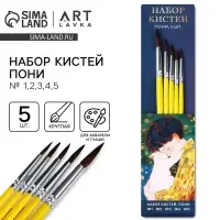 Кисть для рисования набор 5 шт. пони круглые № 1,2,3,4,5 &laquo;Климт&raquo;