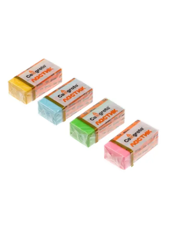 Набор ластиков &laquo;Пастельные&raquo;, 8 штук, прямоугольные, в бумажном держателе, МИКС