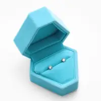 Футляр под серьги, кольцо &laquo;Кристалл&raquo;, бархатный, 6.5&times;6 см, голубой