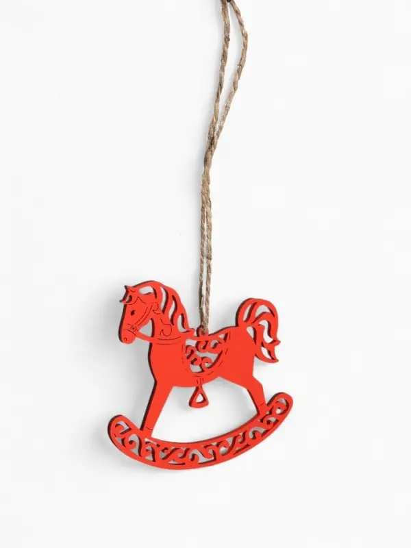 Ёлочное украшение Ёлочное украшение "Лошадка" резная 9х8 см, Красный