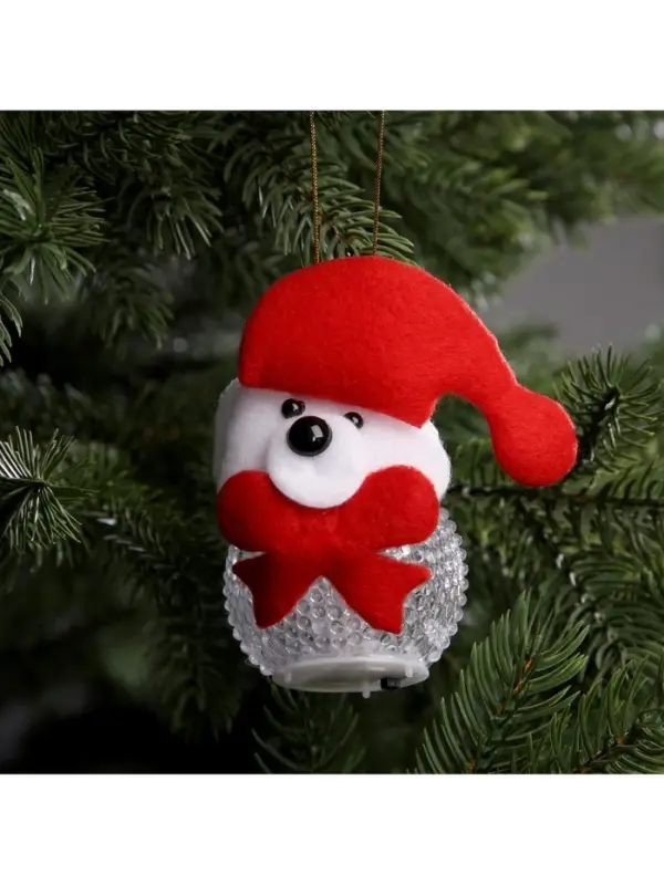 Ёлочная игрушка &laquo;Медвежонок&raquo;, 10 см, от батареек, свечение мульти (RGB)