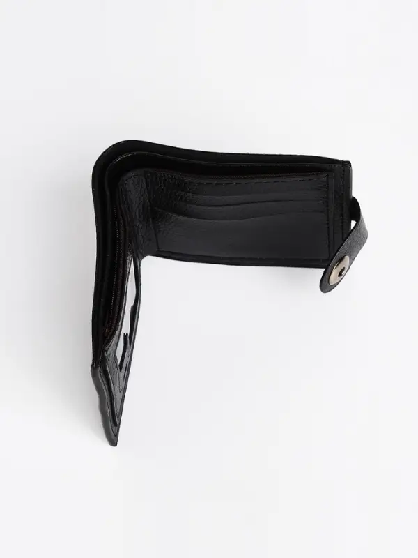 Портмоне мужское на магните, три отделения, флотер, чёрное